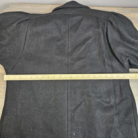 Vintage Wool Long Overcoat Women 8 Black Long Double Breasted 80s Made In USA - Picture 7 of 7